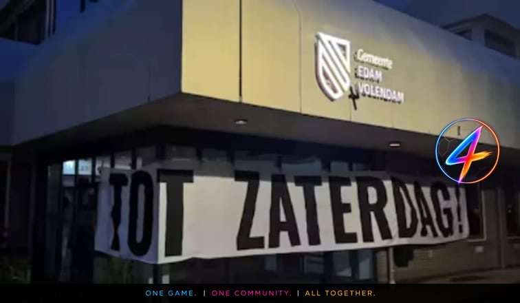 Willem II Fans Hang Banners in Volendam Ahead of Playoff Clash